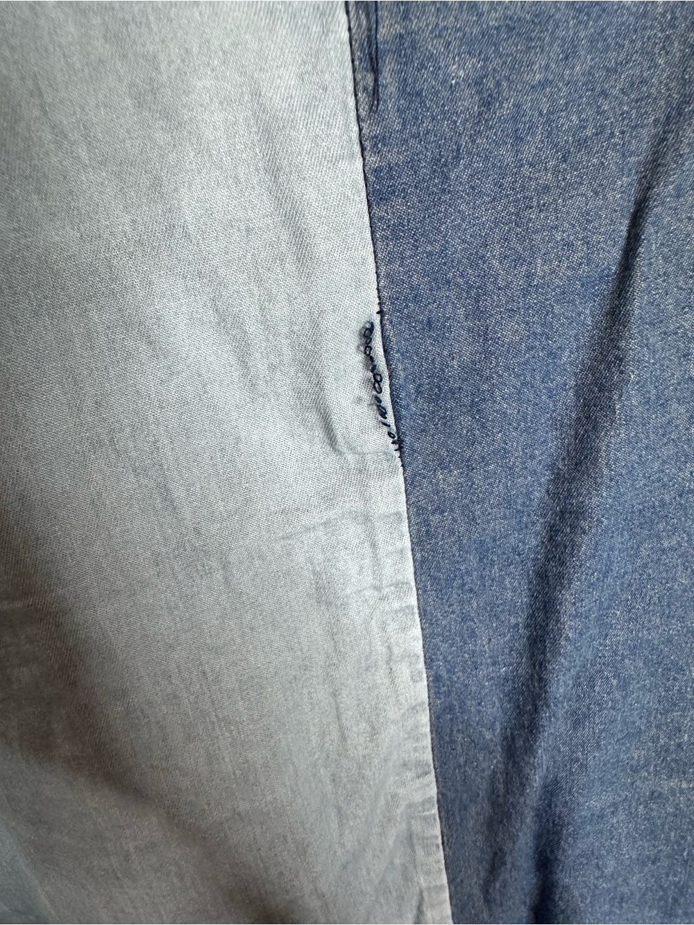 Rue21 Two-Tone Light & Dark Blue Cropped Denim Shirt - Picture 6 of 8